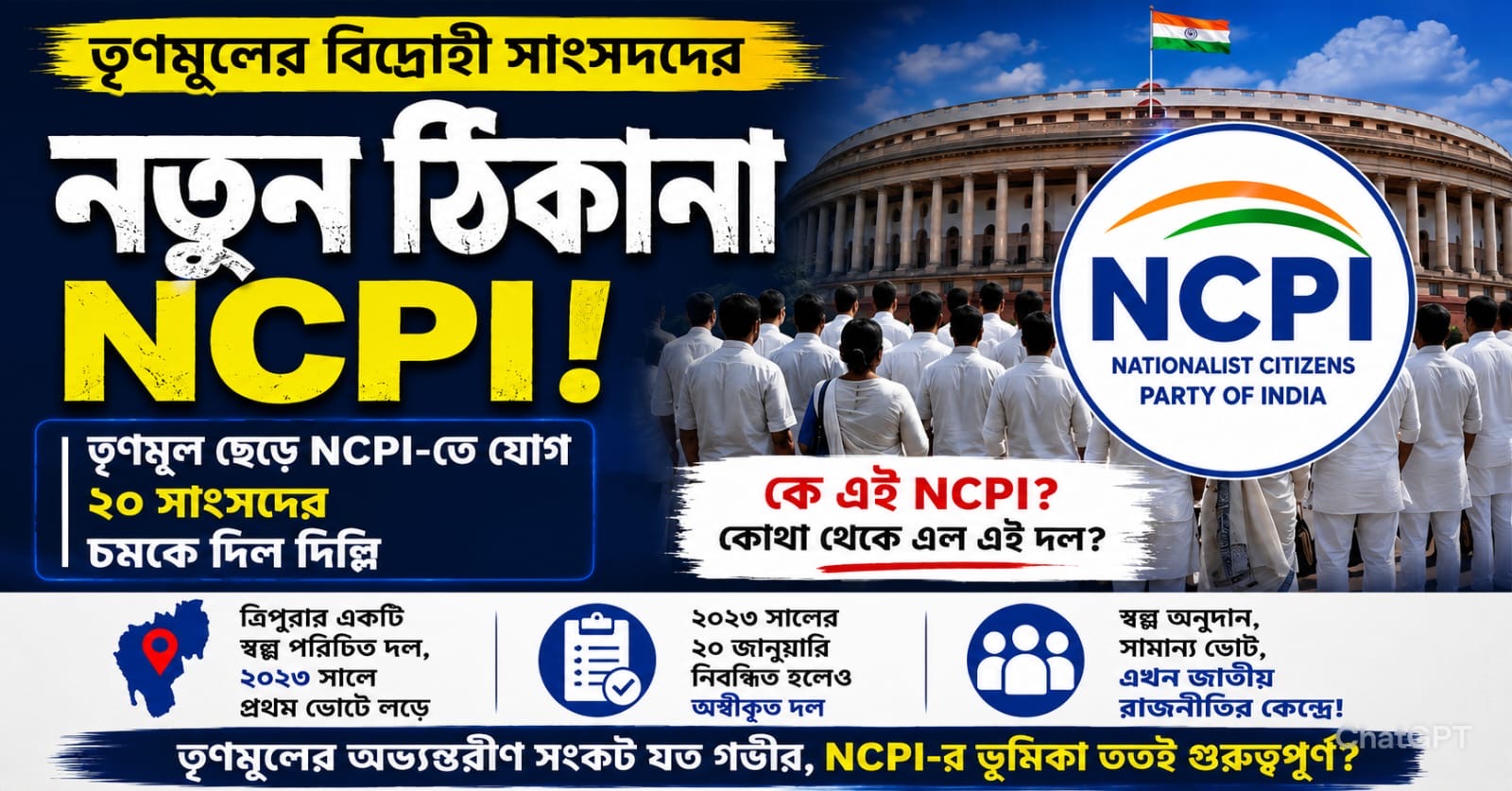 তৃণমূল ছেড়ে NCPI-তে ২০ সাংসদ! হঠাৎ আলোচনার কেন্দ্রে কে এই নতুন দল?